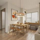 Fitting LED | Boho Rattan Pendant Light with Fringe for Warm Natural Lighting