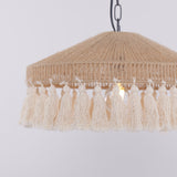 Fitting LED | Boho Rattan Pendant Light with Fringe for Warm Natural Lighting