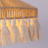 Fitting LED | Boho Rattan Pendant Light with Fringe for Warm Natural Lighting