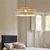 Fitting LED | Boho Rattan Pendant Light with Fringe for Warm Natural Lighting