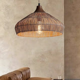 Fitting LED | Boho Woven Rattan Pendant Light for Warm Natural Ambient Lighting