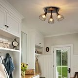 Fitting LED | Industrial Cage LED Ceiling Light Vintage Flush Mount Lamp