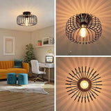 Fitting LED | Industrial Cage LED Ceiling Light Vintage Flush Mount Lamp