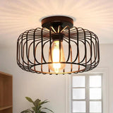 Fitting LED | Industrial Cage LED Ceiling Light Vintage Flush Mount Lamp