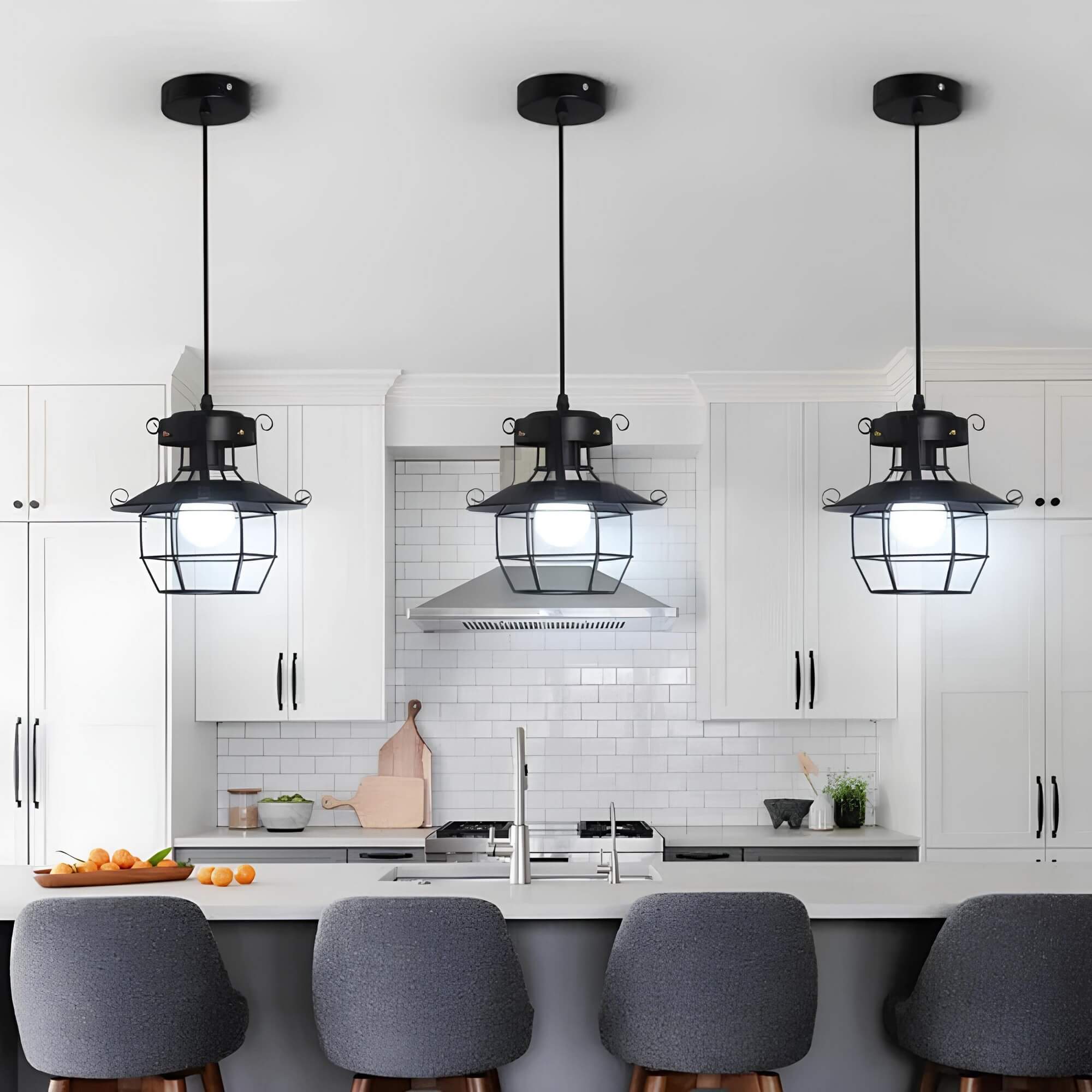 Fitting LED | Industrial Cage LED Pendant Light Vintage Hanging Ceiling Lamp