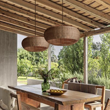 Fitting LED | Large Woven Rattan LED Pendant Light Boho Hanging Ceiling Lamp