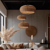 Fitting LED | Large Woven Rattan LED Pendant Light Boho Hanging Ceiling Lamp