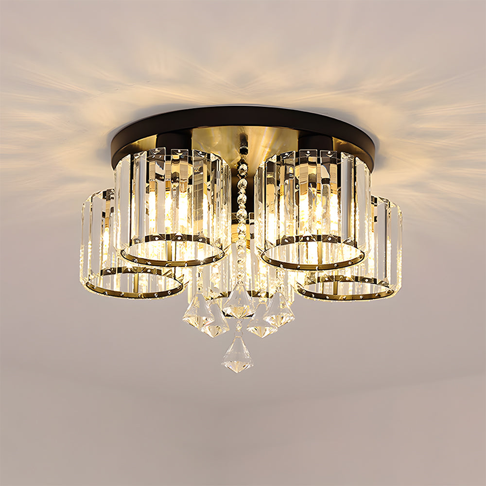 Fitting LED | Luxury Crystal LED Ceiling Chandelier Modern Flush Mount Light