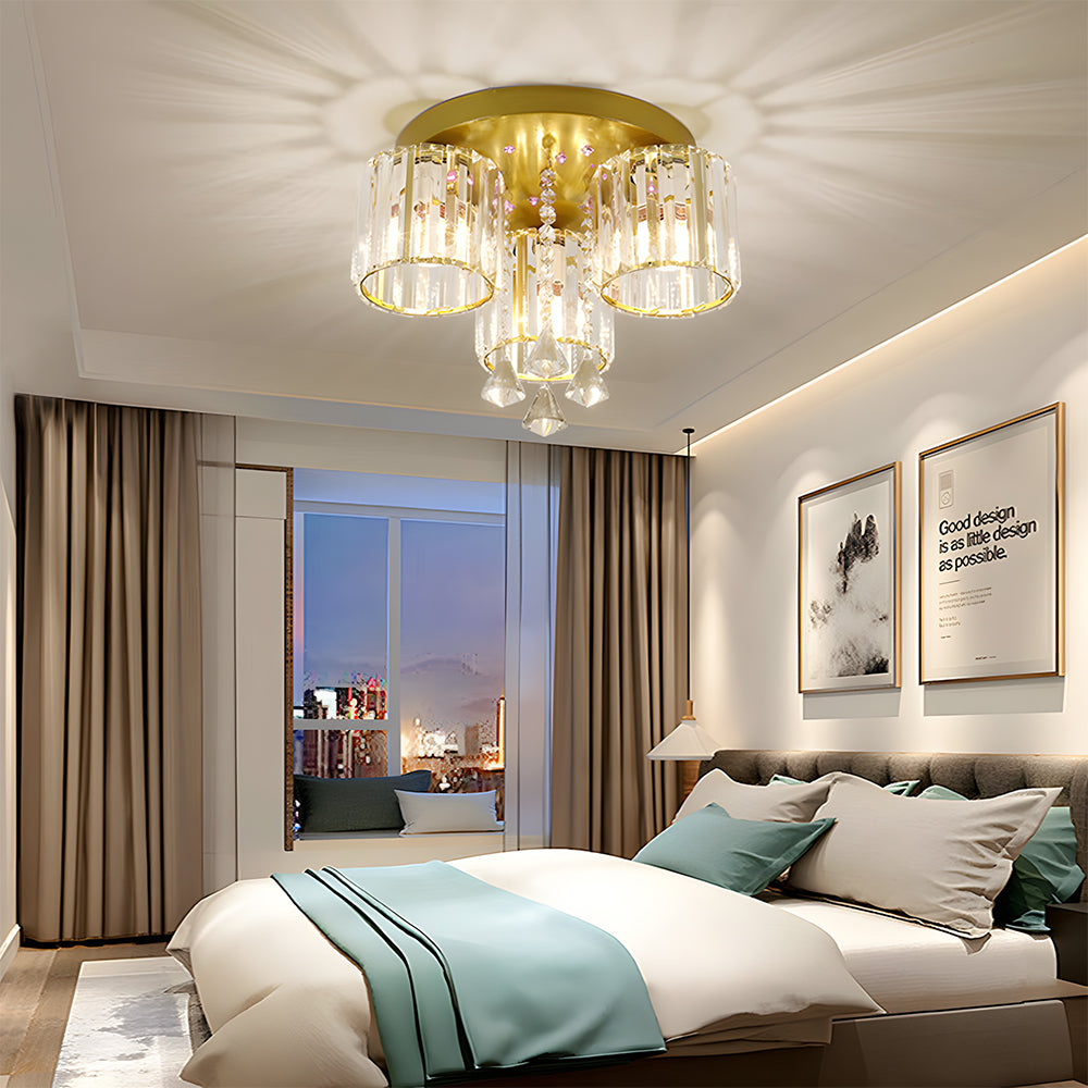 Fitting LED | Luxury Crystal LED Ceiling Chandelier Modern Flush Mount Light