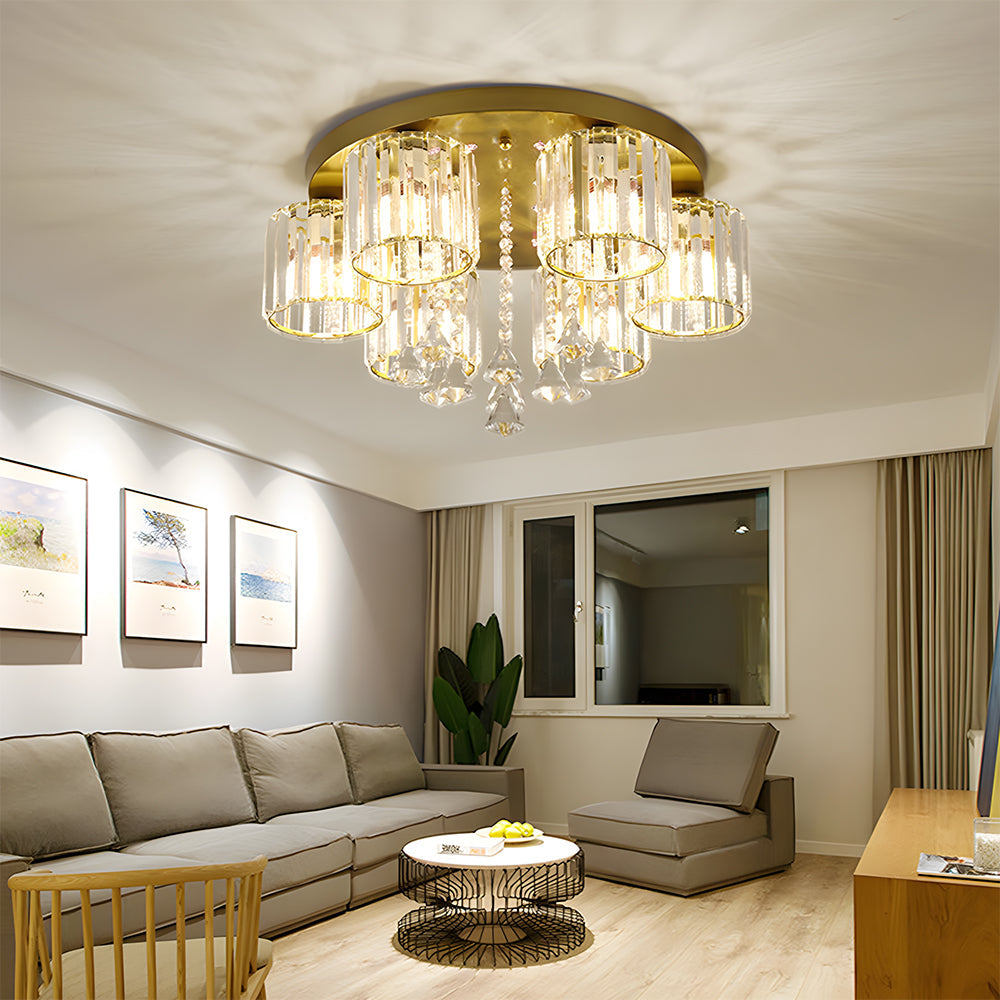 Fitting LED | Luxury Crystal LED Ceiling Chandelier Modern Flush Mount Light