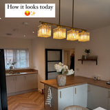 Fitting LED | Modern Crystal LED Linear Pendant Light Dining Table Ceiling Lamp