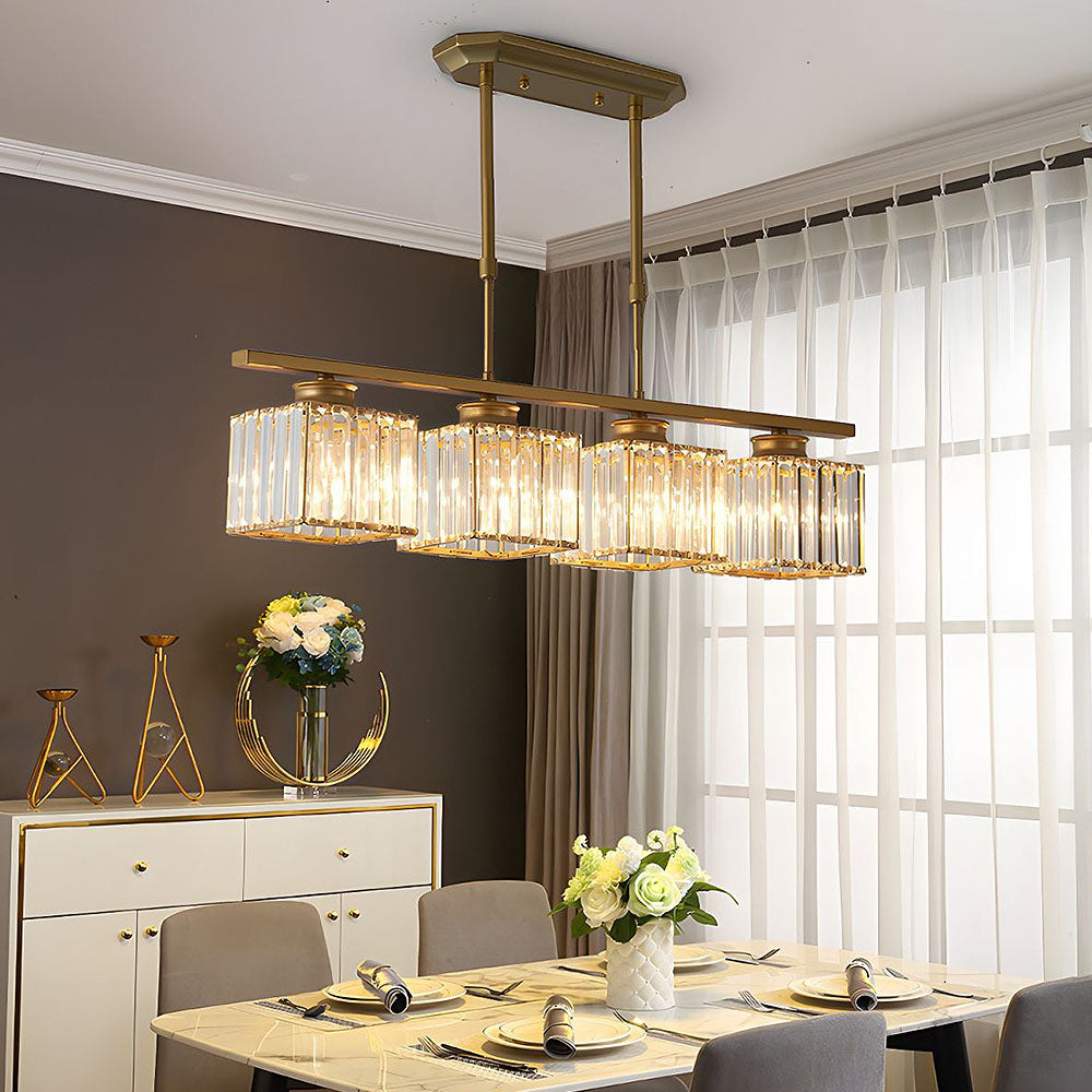 Fitting LED | Modern Crystal LED Linear Pendant Light Dining Table Ceiling Lamp