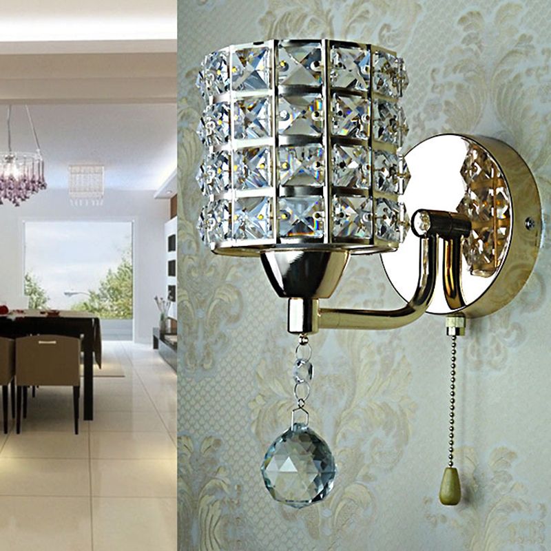 Fitting LED | Modern Crystal Wall Sconce with Pull Chain for Elegant Lighting