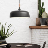 Fitting LED | Modern Dome Pendant Light with Wooden Accent for Stylish Interior Lighting