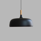 Fitting LED | Modern Dome Pendant Light with Wooden Accent for Stylish Interior Lighting