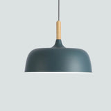 Fitting LED | Modern Dome Pendant Light with Wooden Accent for Stylish Interior Lighting