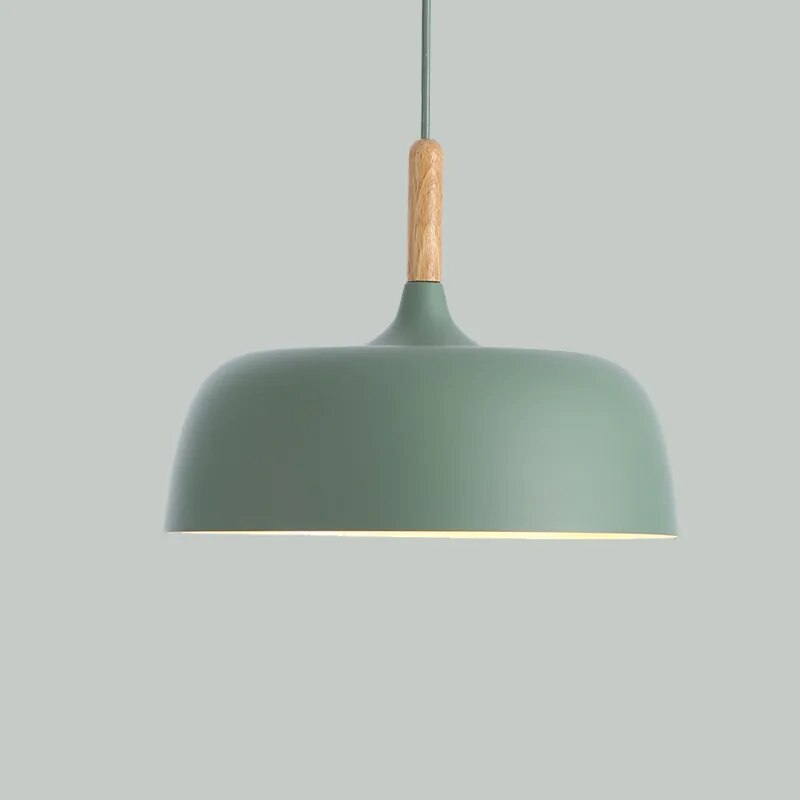 Fitting LED | Modern Dome Pendant Light with Wooden Accent for Stylish Interior Lighting