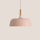 Fitting LED | Modern Dome Pendant Light with Wooden Accent for Stylish Interior Lighting