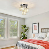 Fitting LED | Modern Glass Cylinder LED Ceiling Light Industrial Flush Mount Lamp