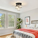 Fitting LED | Modern Glass Cylinder LED Ceiling Light Industrial Flush Mount Lamp