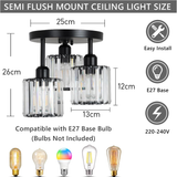 Fitting LED | Modern Glass Cylinder LED Ceiling Light Industrial Flush Mount Lamp
