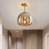 Fitting LED | Modern Glass Globe LED Ceiling Light Minimalist Flush Mount Lamp