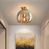 Fitting LED | Modern Glass Globe LED Ceiling Light Minimalist Flush Mount Lamp