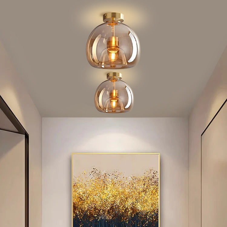 Fitting LED | Modern Glass Globe LED Ceiling Light Minimalist Flush Mount Lamp