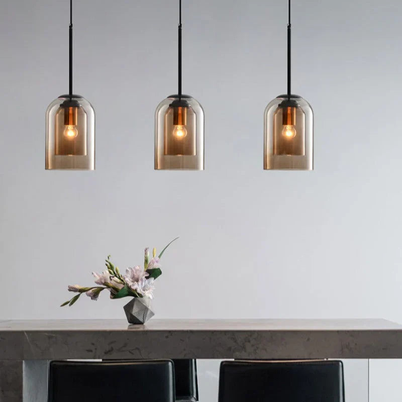Fitting LED | Modern Glass LED Pendant Light Minimalist Hanging Ceiling Lamp