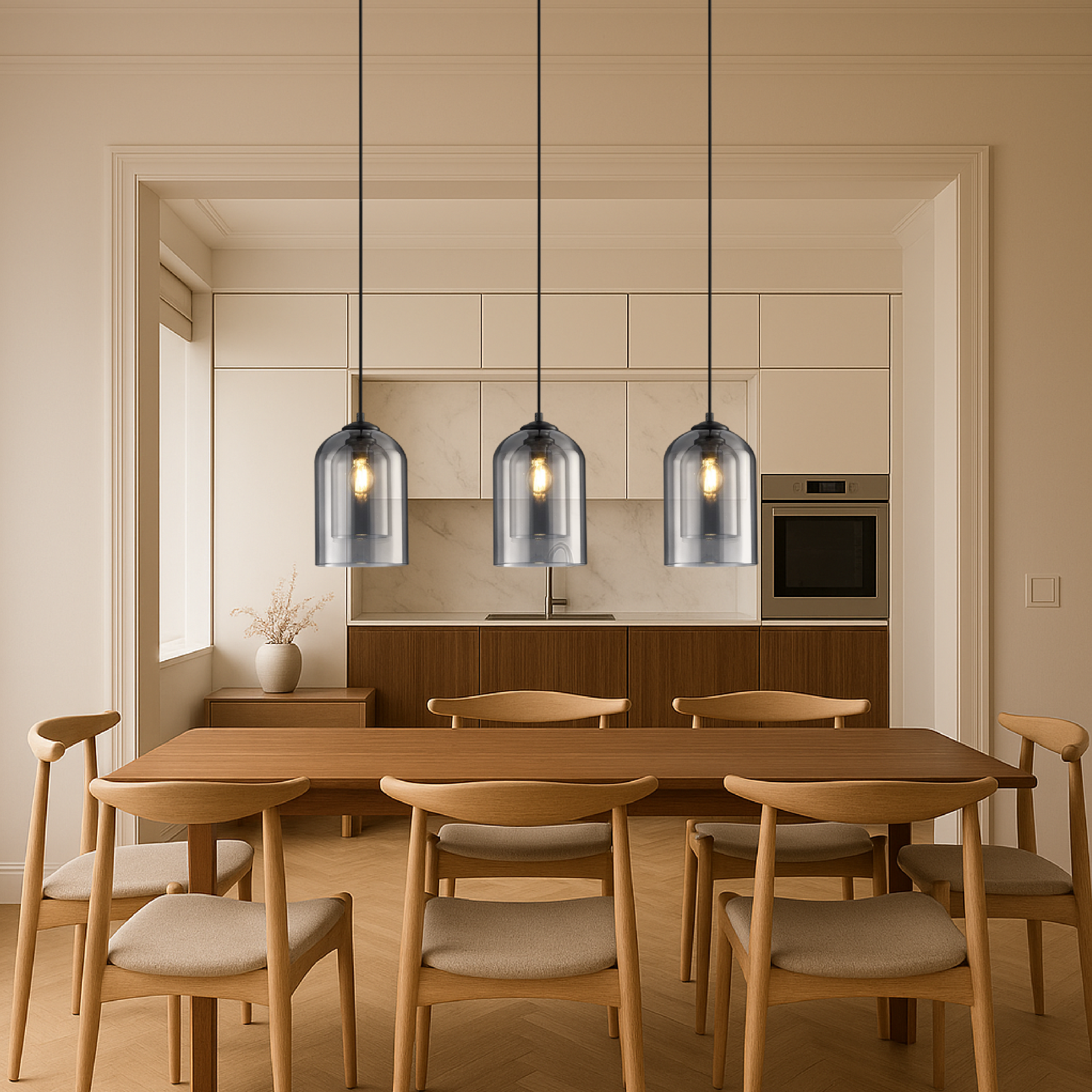 Fitting LED | Modern Glass LED Pendant Light Minimalist Hanging Ceiling Lamp