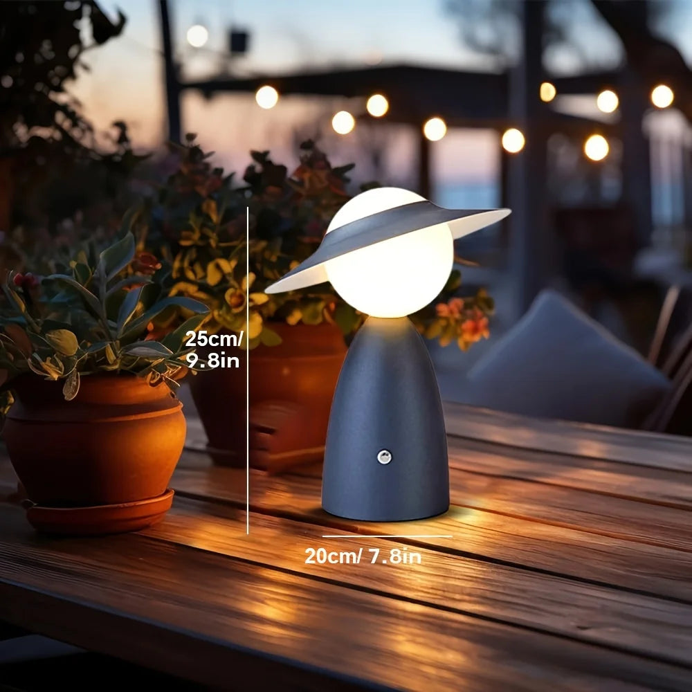 Fitting LED | Modern Hat Design LED Table Lamp Rechargeable Touch Dimmable
