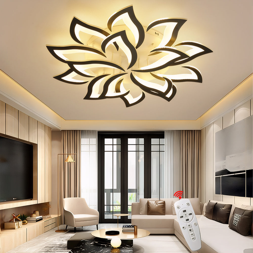 Fitting LED | Modern LED Flower Ceiling Light with Remote Control Dimmable Lighting