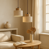 Fitting LED | Modern Linen Fabric LED Pendant Light Minimalist Hanging Lamp
