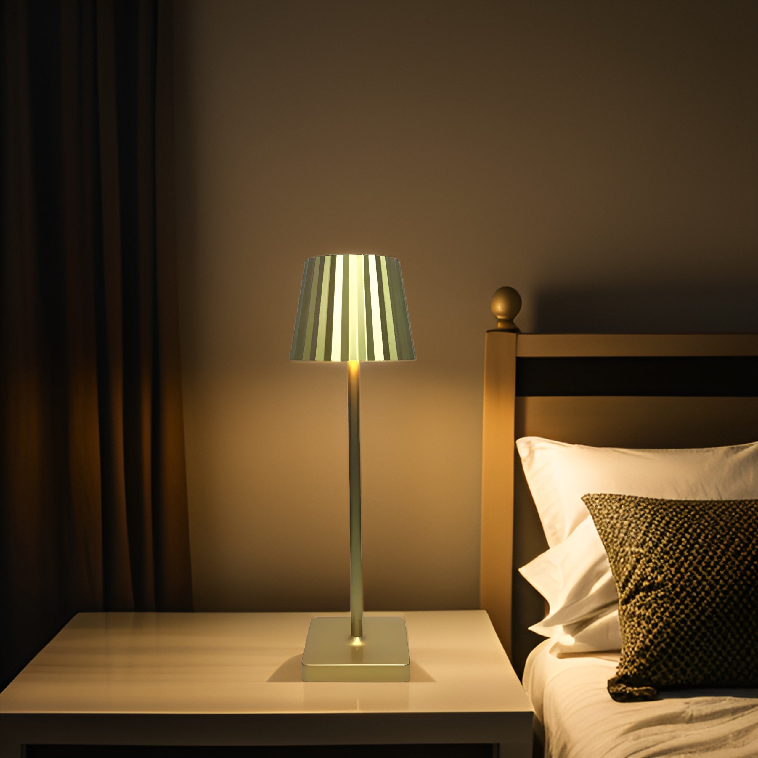Fitting LED | Modern Pleated LED Table Lamp Rechargeable Touch Dimmable