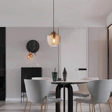Fitting LED | Modern Ribbed Glass LED Pendant Light Decorative Hanging Lamp