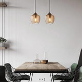 Fitting LED | Modern Ribbed Glass LED Pendant Light Decorative Hanging Lamp