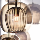 Fitting LED | Modern Ribbed Glass LED Pendant Light Decorative Hanging Lamp
