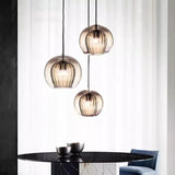 Fitting LED | Modern Ribbed Glass LED Pendant Light Decorative Hanging Lamp