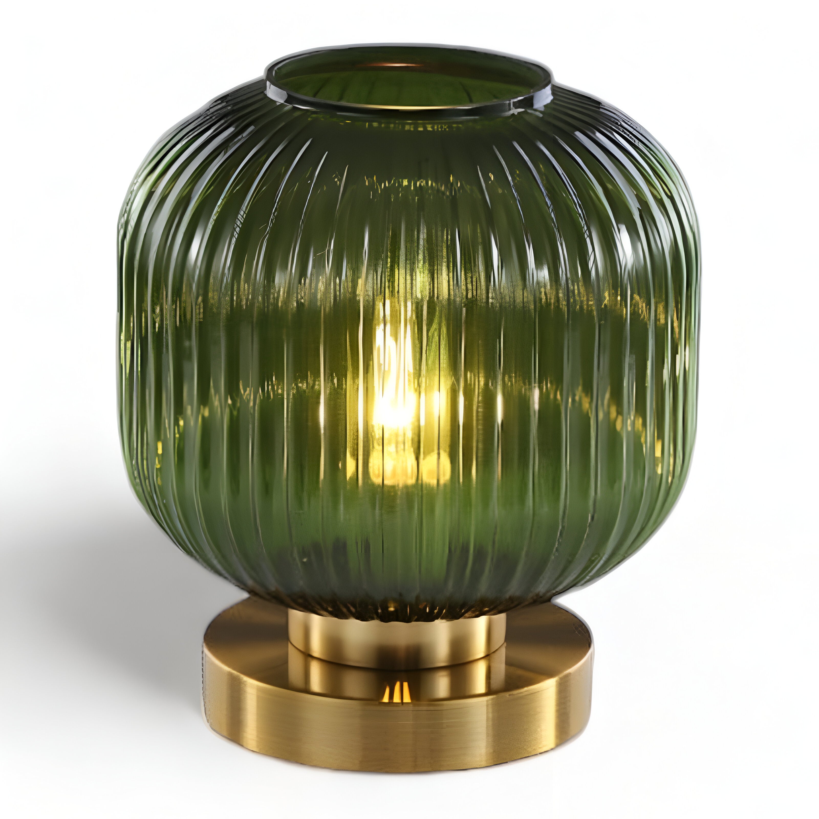 Fitting LED | Modern Ribbed Glass LED Table Lamp Decorative Ambient Light