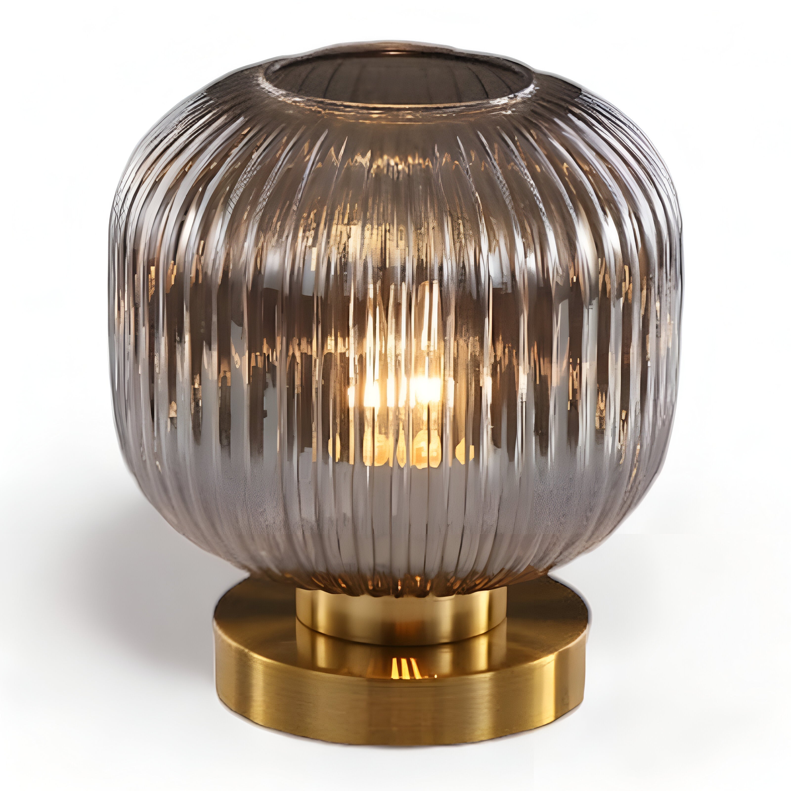 Fitting LED | Modern Ribbed Glass LED Table Lamp Decorative Ambient Light