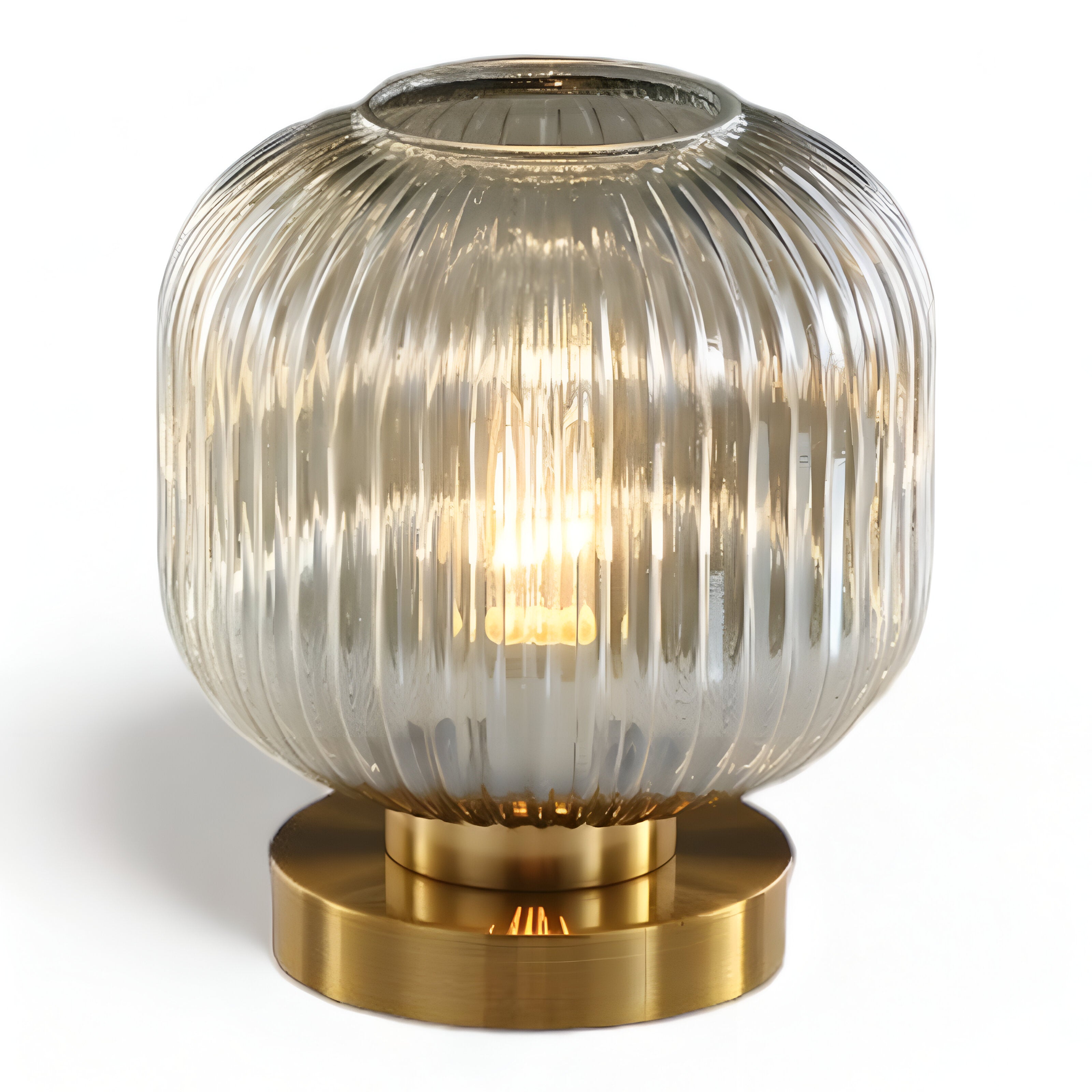 Fitting LED | Modern Ribbed Glass LED Table Lamp Decorative Ambient Light