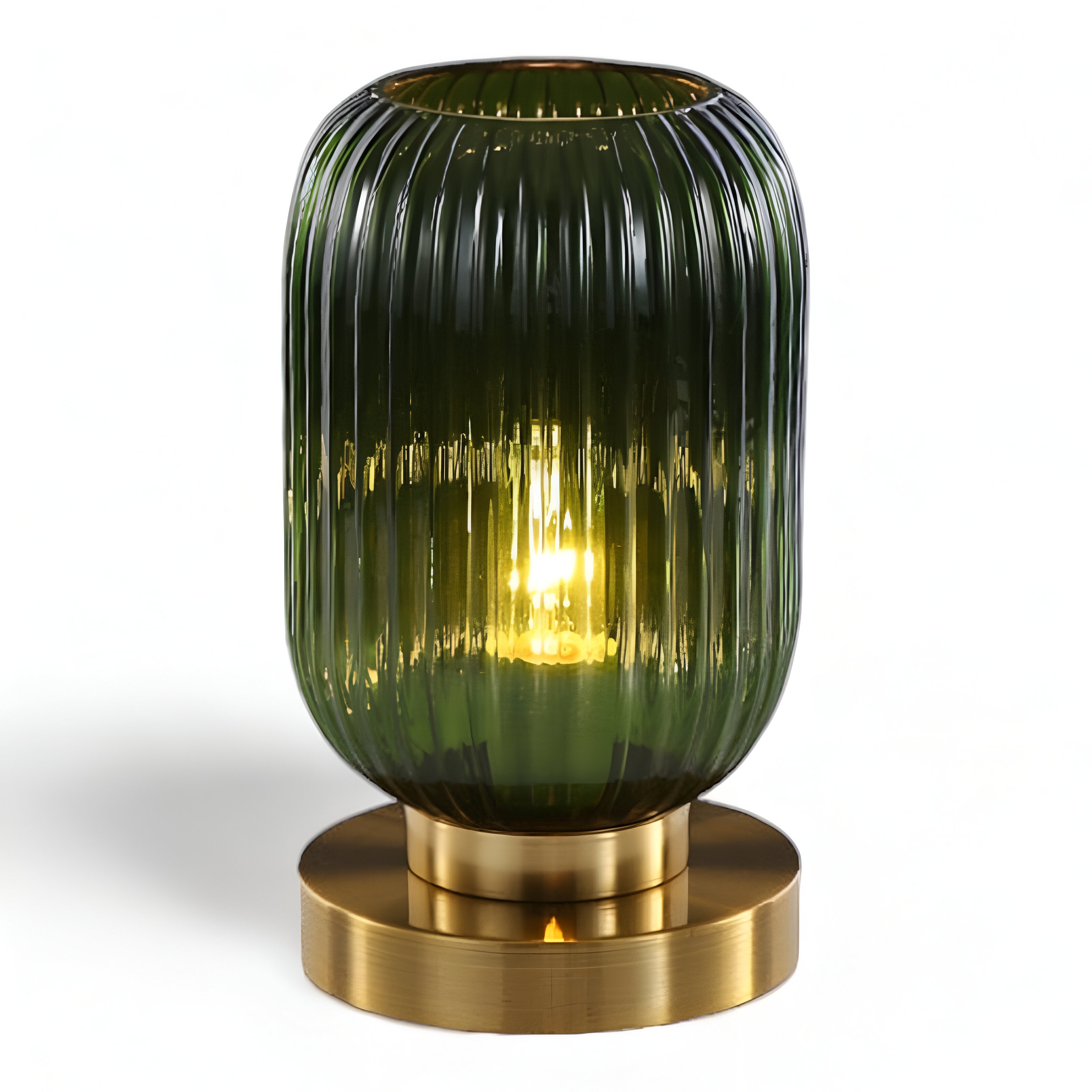 Fitting LED | Modern Ribbed Glass LED Table Lamp Decorative Ambient Light