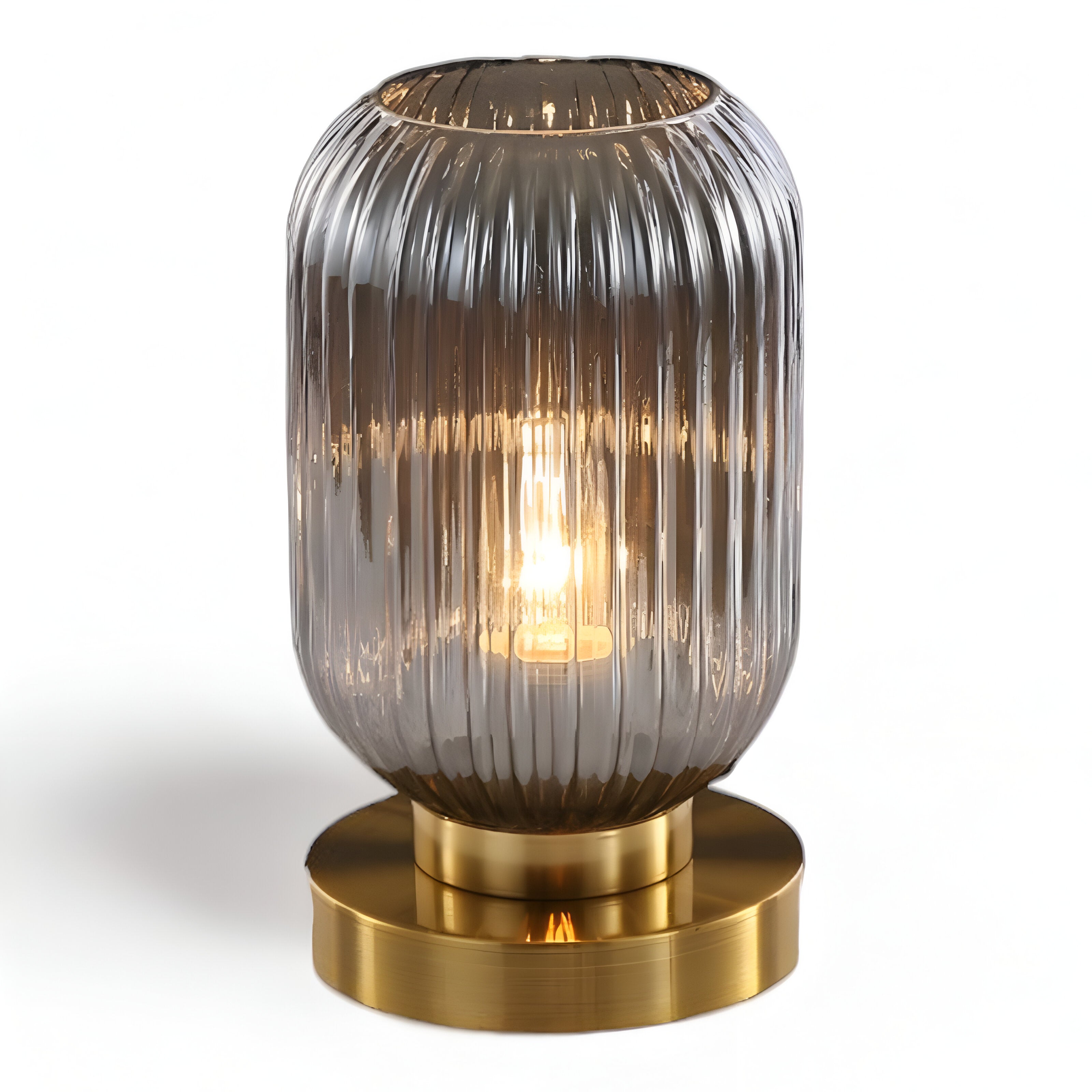 Fitting LED | Modern Ribbed Glass LED Table Lamp Decorative Ambient Light