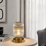 Fitting LED | Modern Ribbed Glass LED Table Lamp Decorative Ambient Light