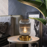 Fitting LED | Modern Ribbed Glass LED Table Lamp Decorative Ambient Light