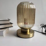 Fitting LED | Modern Ribbed Glass LED Table Lamp Decorative Ambient Light