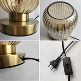 Fitting LED | Modern Ribbed Glass LED Table Lamp Decorative Ambient Light