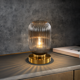 Fitting LED | Modern Ribbed Glass LED Table Lamp Decorative Ambient Light