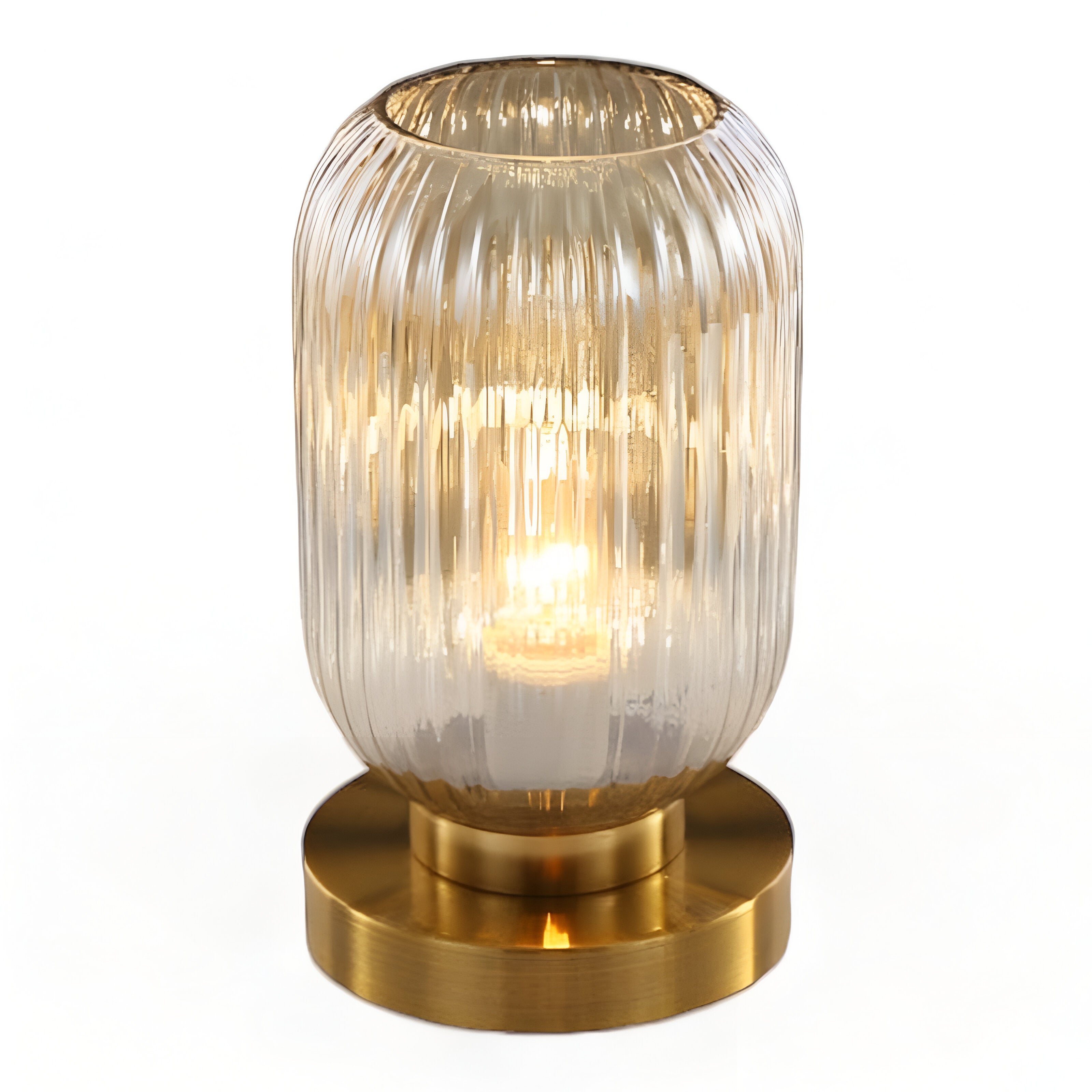 Fitting LED | Modern Ribbed Glass LED Table Lamp Decorative Ambient Light