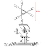 Fitting LED | Modern Sputnik LED Ceiling Light Mid Century Chandelier Lamp